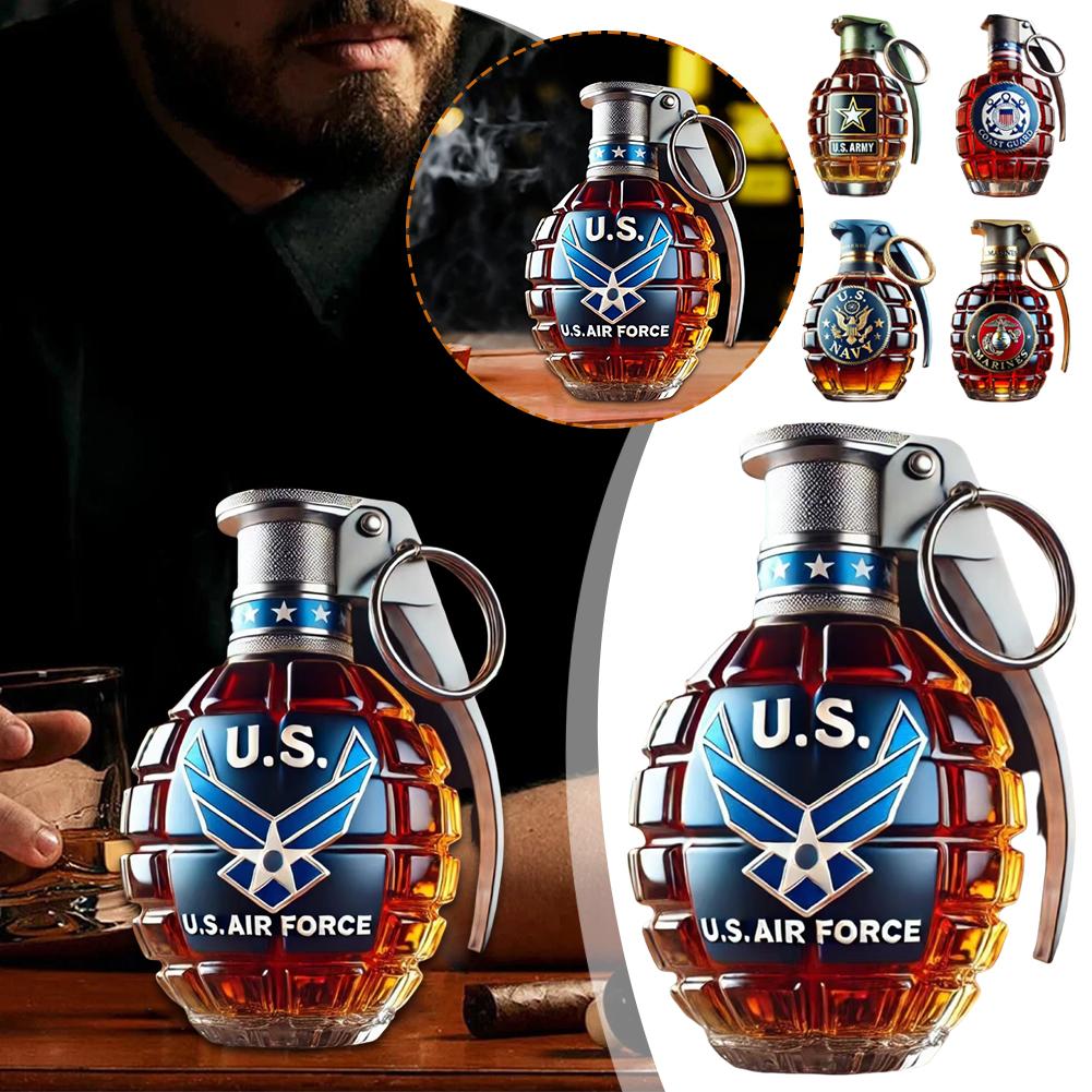 Glass Decanter Whiskey - ウイスキーデカンターボトル 高ホウケイ酸ガラス手榴弾型 気密コルク付き 耐久性のあるホームバー用品 スコッチ/ワイン/酒用