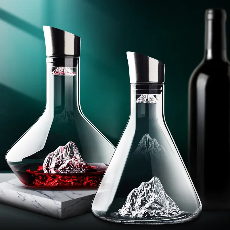 Glass Decanter Whiskey - 1500ML ウイスキーデカンタ ワインデカンタ 無鉛クリスタルガラス クリエイティブクイックデカンタポット 赤ワイングラスセット
