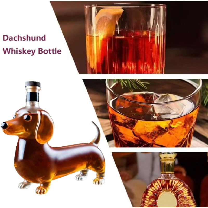 ダックスフント犬のウイスキーボトル、3D面白いガラス製ダック - Glass Decanter Whiskey のレビューと価格