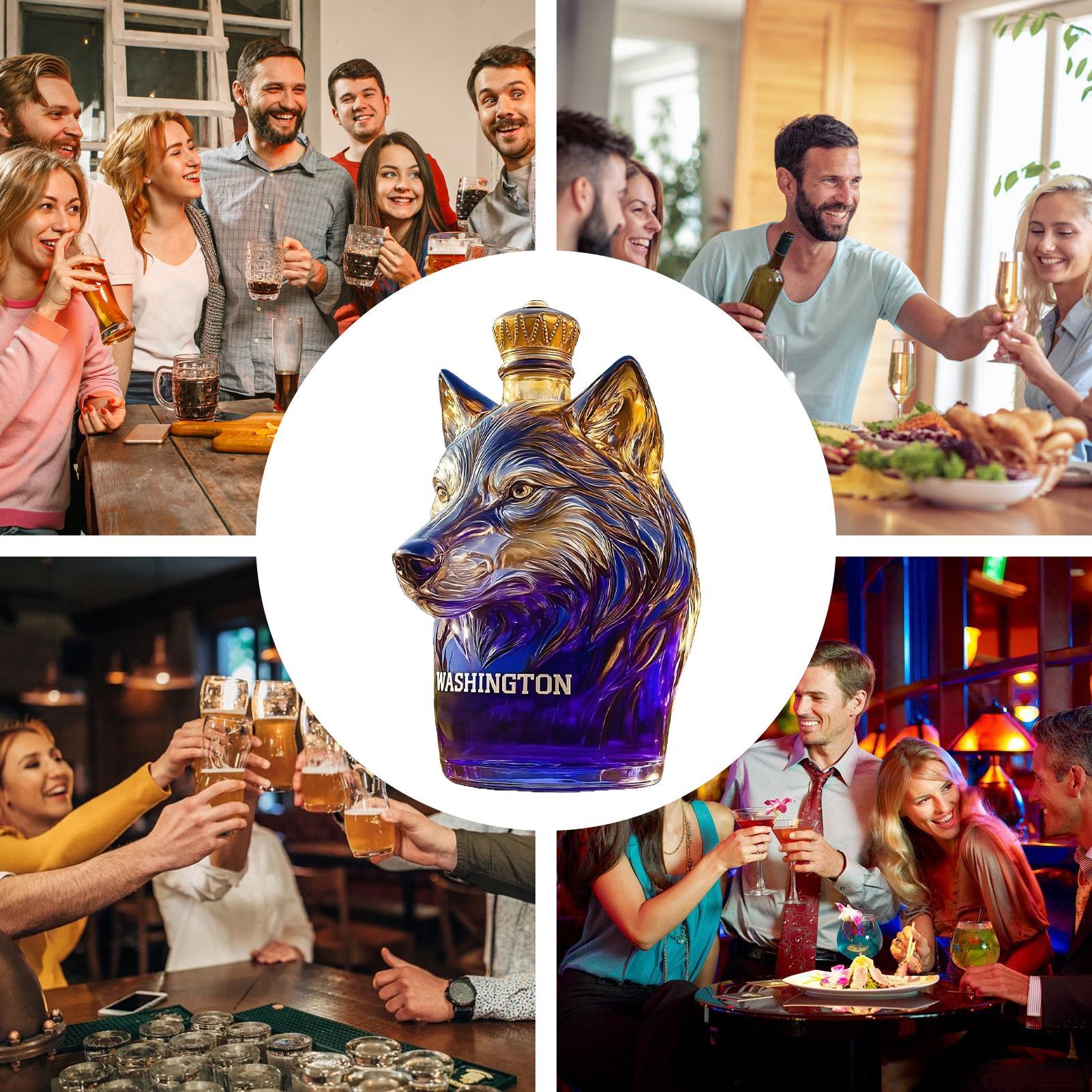 ワインボトル漏れ防止ガラス製アルコールディスペンサー犬頭アー - Glass Decanter Whiskey のレビューと価格