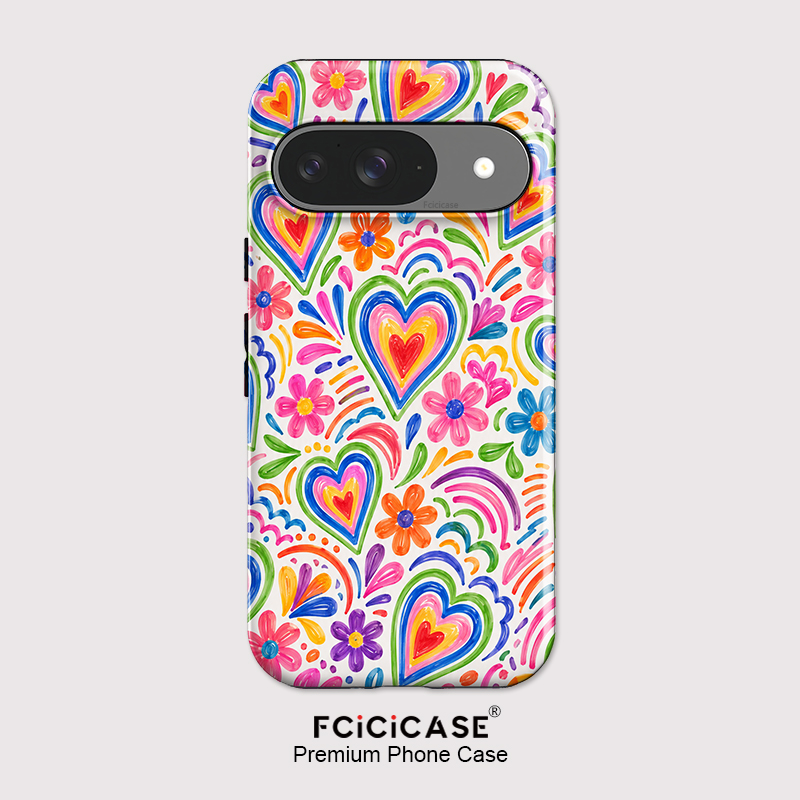 Fcicicase ピクセル10A用 ラブハートフラワー柄ス - Google Pixel 9 Pro のレビューと価格