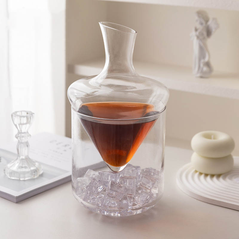 1000mlのクリスタルガラス製バケツ型デキャンタ。ワインや - Glass Decanter Whiskey のレビューと価格