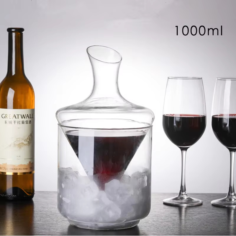1000mlのクリスタルガラス製バケツ型デキャンタ。ワインや - Glass Decanter Whiskey のレビューと価格