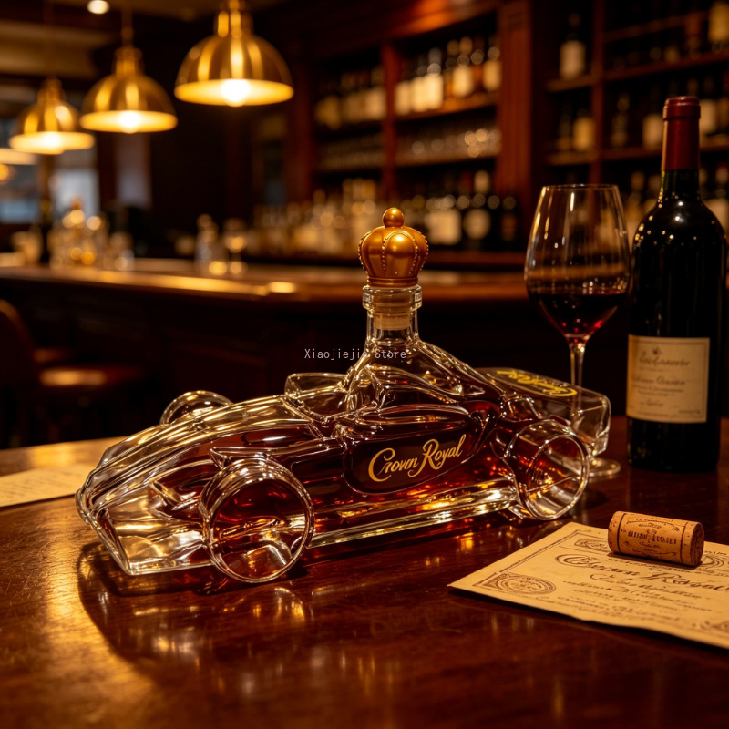 レースカー型ガラス製酒瓶、馬型ストッパー付き、鉛フリーの透明 - Glass Decanter Whiskey のレビューと価格