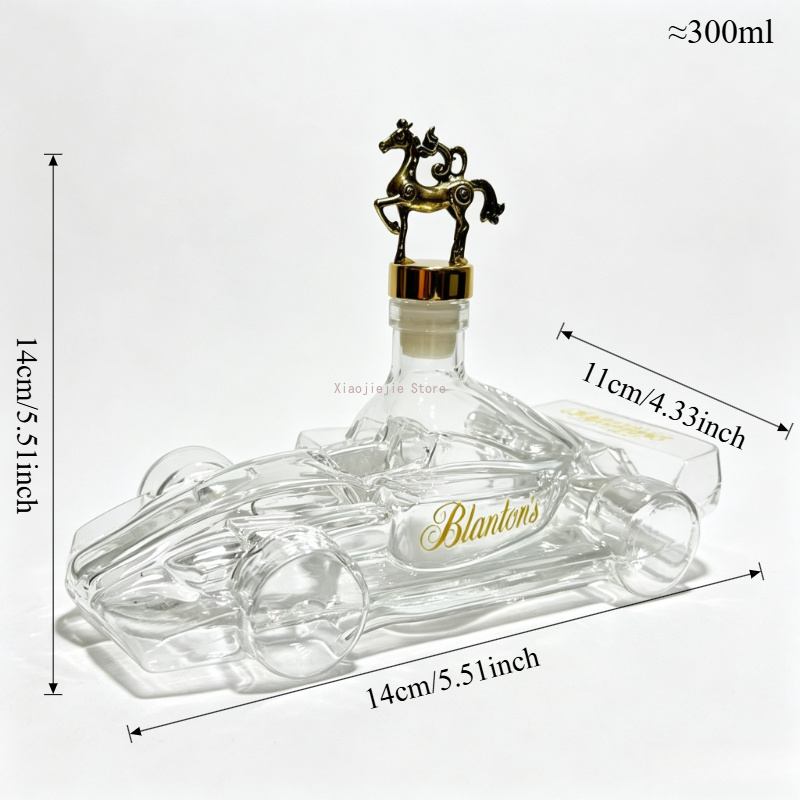 レースカー型ガラス製酒瓶、馬型ストッパー付き、鉛フリーの透明 - Glass Decanter Whiskey のレビューと価格
